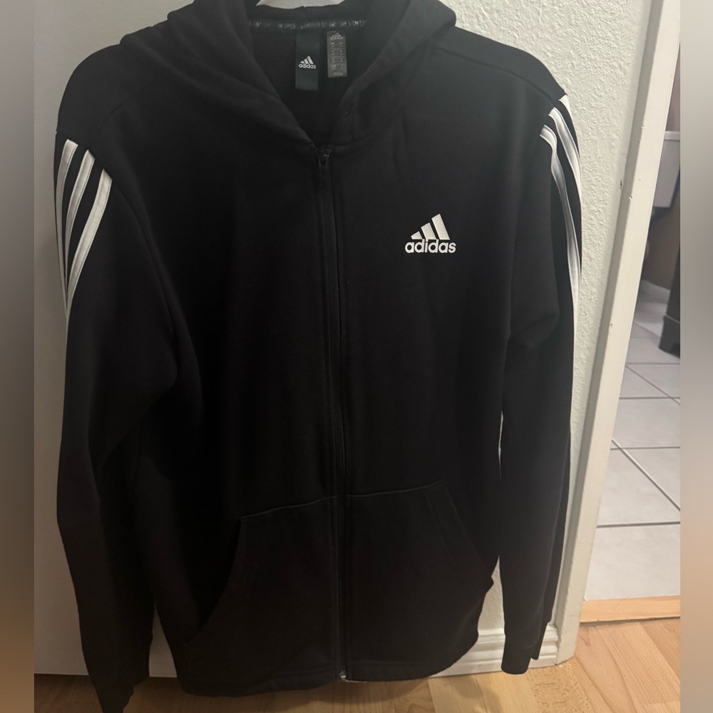 Adidas Classic Black Zip Up Hoodie M